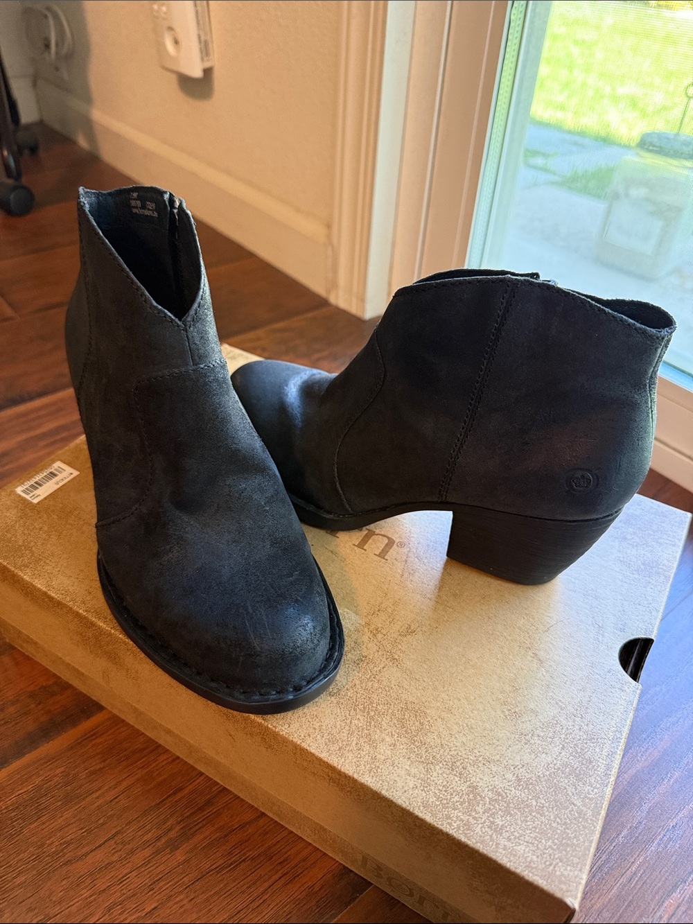 Born Black Distressed Suede Ankle Booties - Women's Fashion Boot